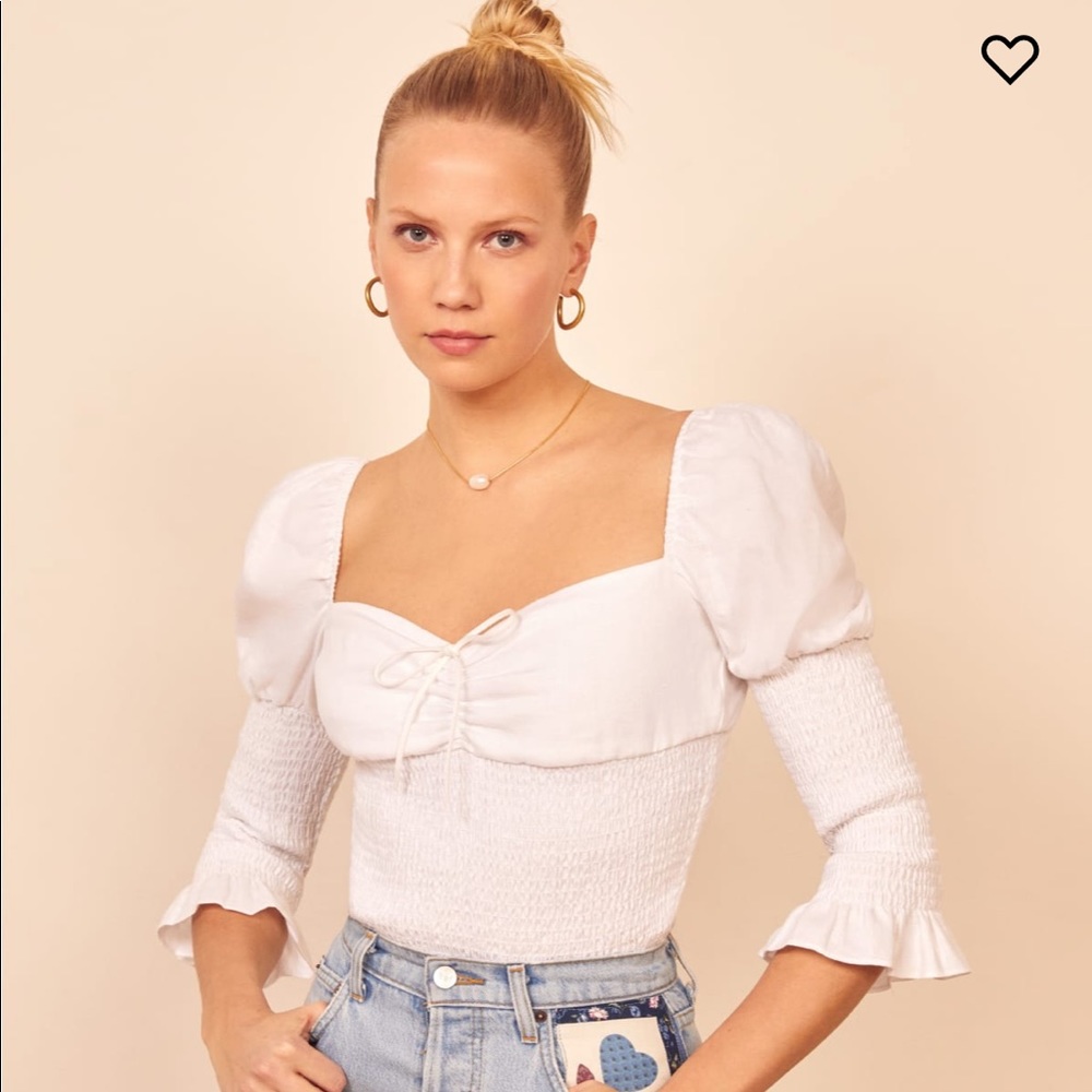 COPY - Reformation White Haven Linen Top XS
